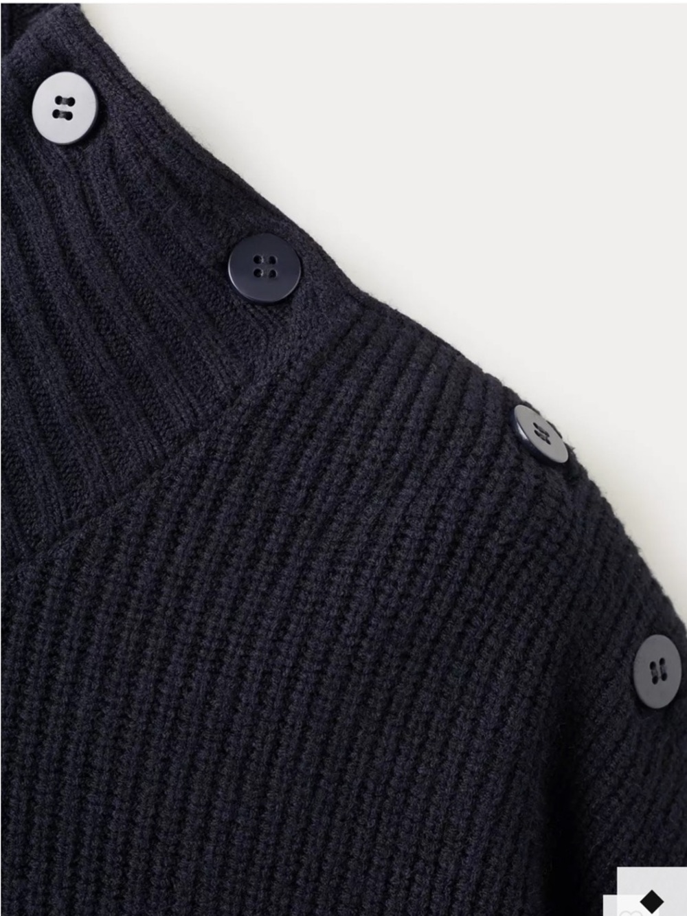 Mango Black Knit Top with Branded Tag PERKINS-NECK SWEATER WITH BUTTON 3295 - Picture 4 of 7
